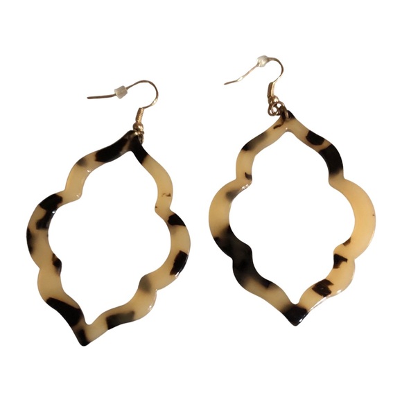 Vintage Boho Tortoiseshell Moroccan Drop Earrings Y2K - Picture 4 of 7